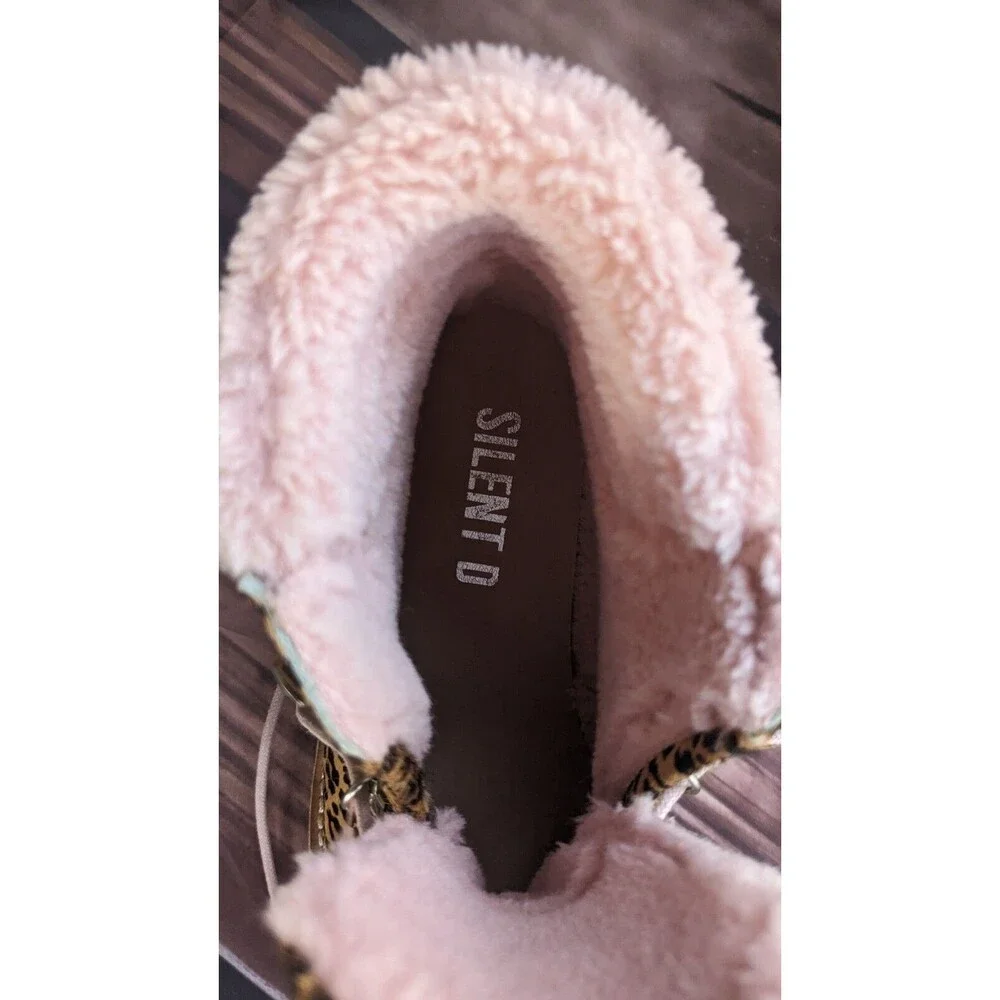 Silent D‎ Hiker Boots women's 6 Animal Print Leopard Rexi fur lined
